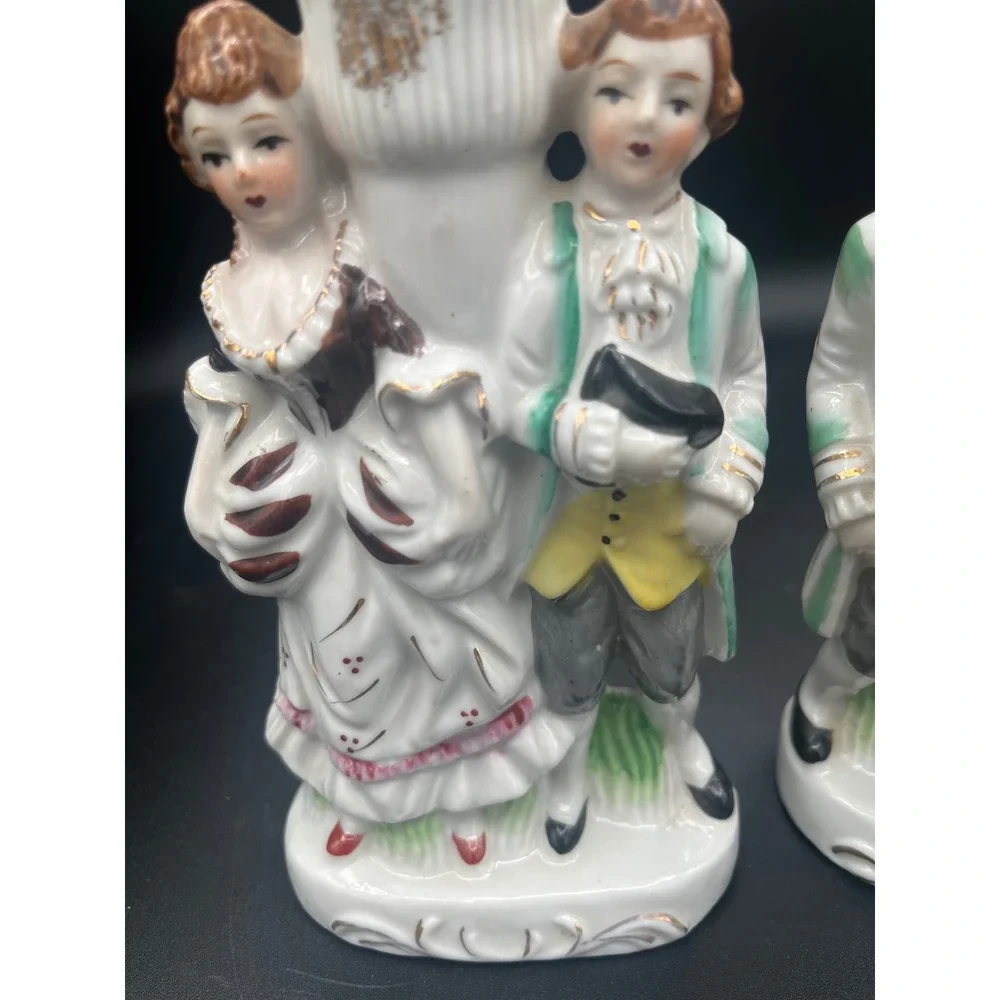 Vintage Pair Japan porcelain oil lamps mid century‎ Mantel Man/Women